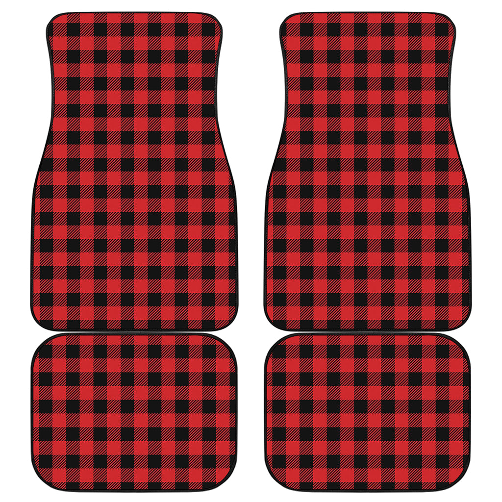 Red And Black Buffalo Check Print Front and Back Car Floor Mats