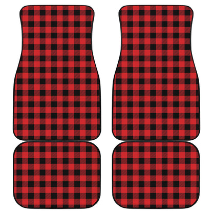 Red And Black Buffalo Check Print Front and Back Car Floor Mats