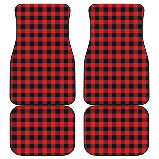 Red And Black Buffalo Check Print Front and Back Car Floor Mats