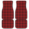 Red And Black Buffalo Check Print Front and Back Car Floor Mats