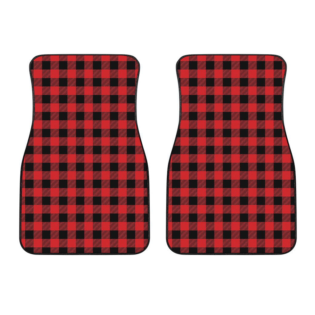 Red And Black Buffalo Check Print Front Car Floor Mats