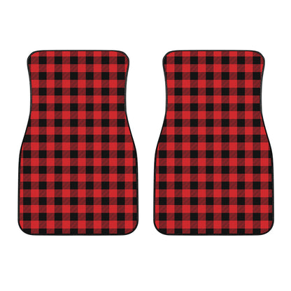 Red And Black Buffalo Check Print Front Car Floor Mats