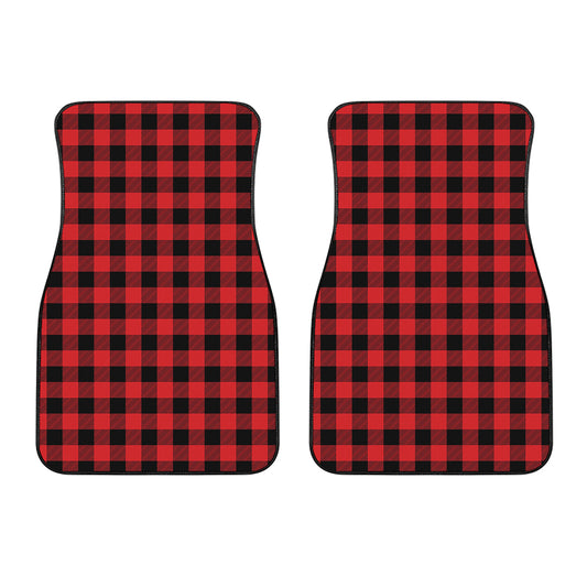 Red And Black Buffalo Check Print Front Car Floor Mats
