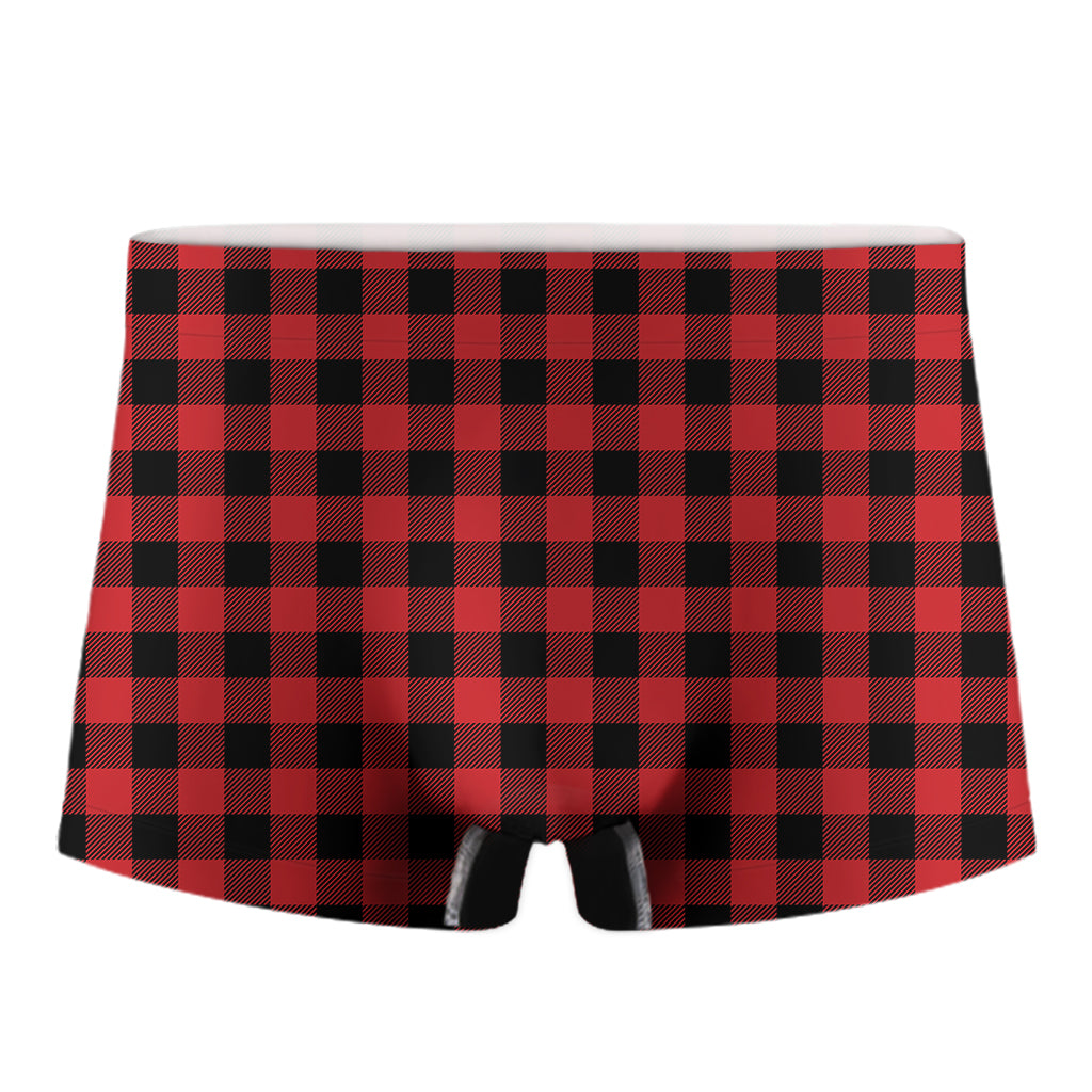 Red And Black Buffalo Check Print Men's Boxer Briefs