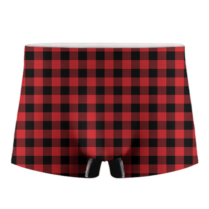 Red And Black Buffalo Check Print Men's Boxer Briefs