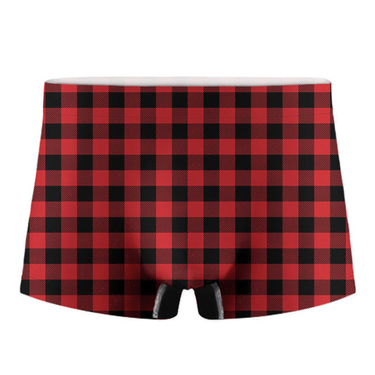Red And Black Buffalo Check Print Men's Boxer Briefs