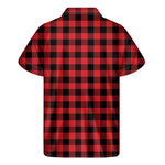 Red And Black Buffalo Check Print Men's Short Sleeve Shirt