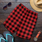 Red And Black Buffalo Check Print Men's Shorts