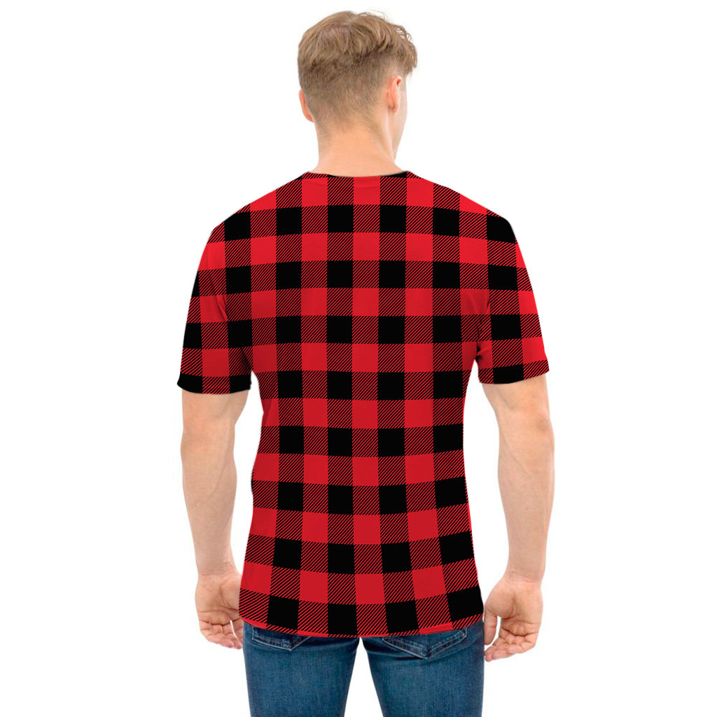 Red And Black Buffalo Check Print Men's T-Shirt