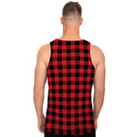 Red And Black Buffalo Check Print Men's Tank Top