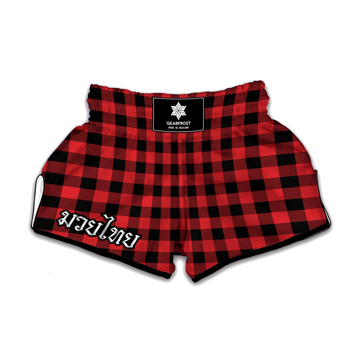 Red And Black Buffalo Check Print Muay Thai Boxing Shorts