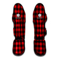 Red And Black Buffalo Check Print Muay Thai Shin Guards