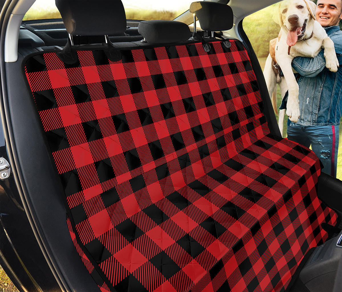Red And Black Buffalo Check Print Pet Car Back Seat Cover