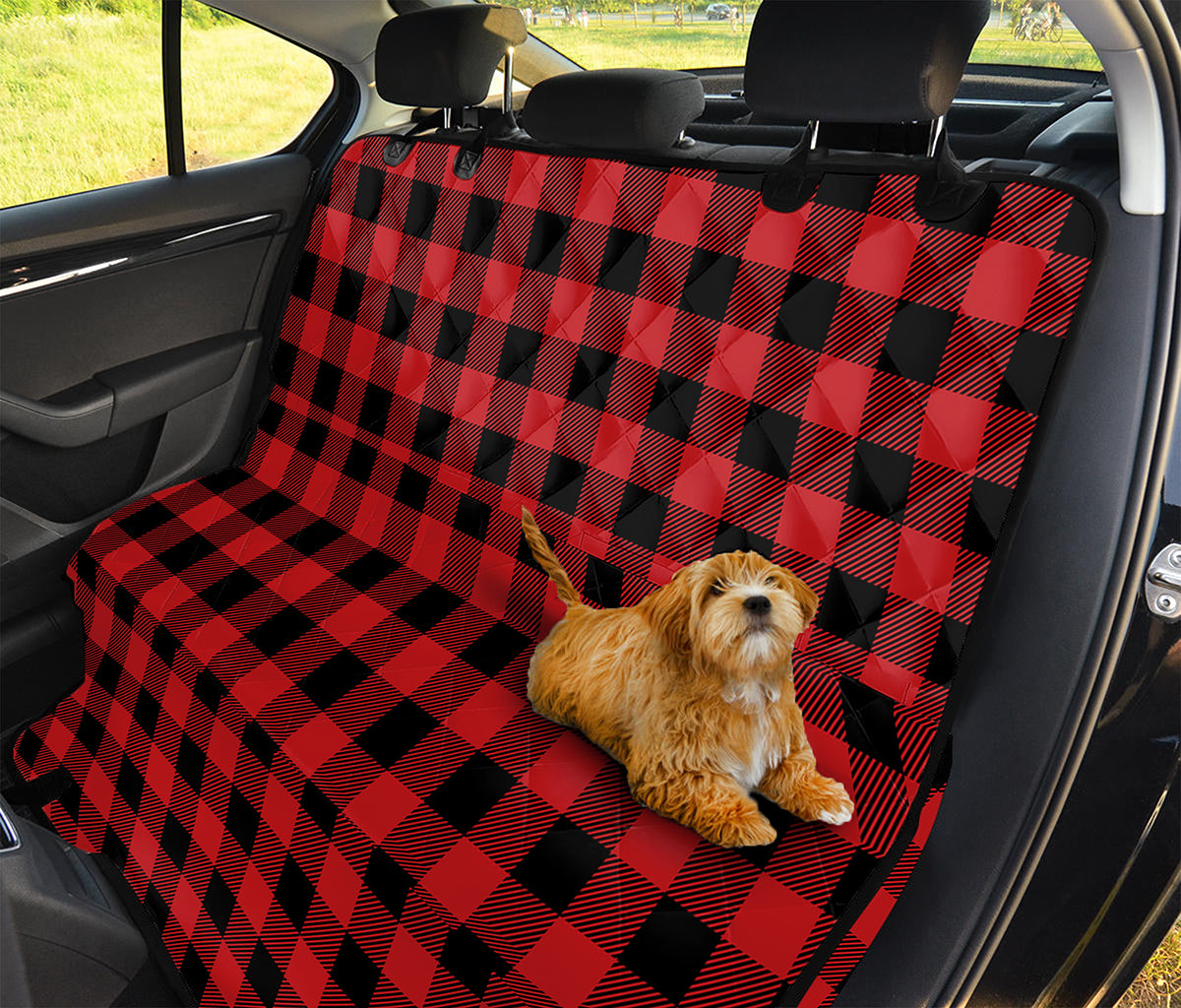Red And Black Buffalo Check Print Pet Car Back Seat Cover