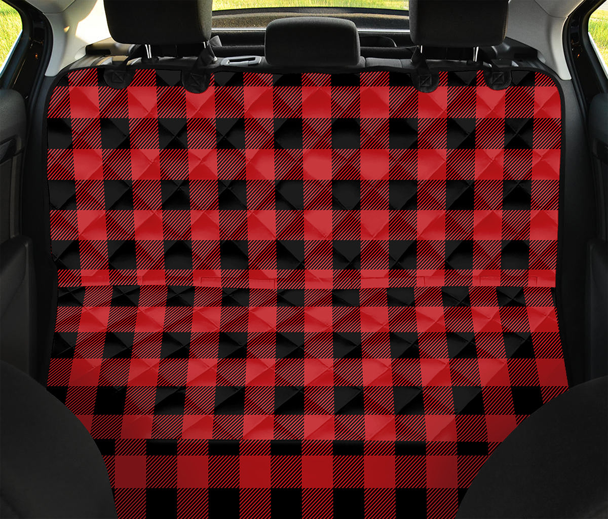 Red And Black Buffalo Check Print Pet Car Back Seat Cover