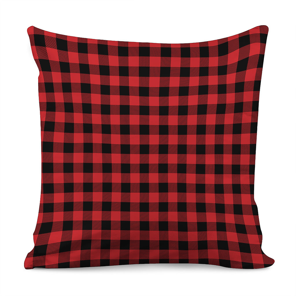 Red And Black Buffalo Check Print Pillow Cover