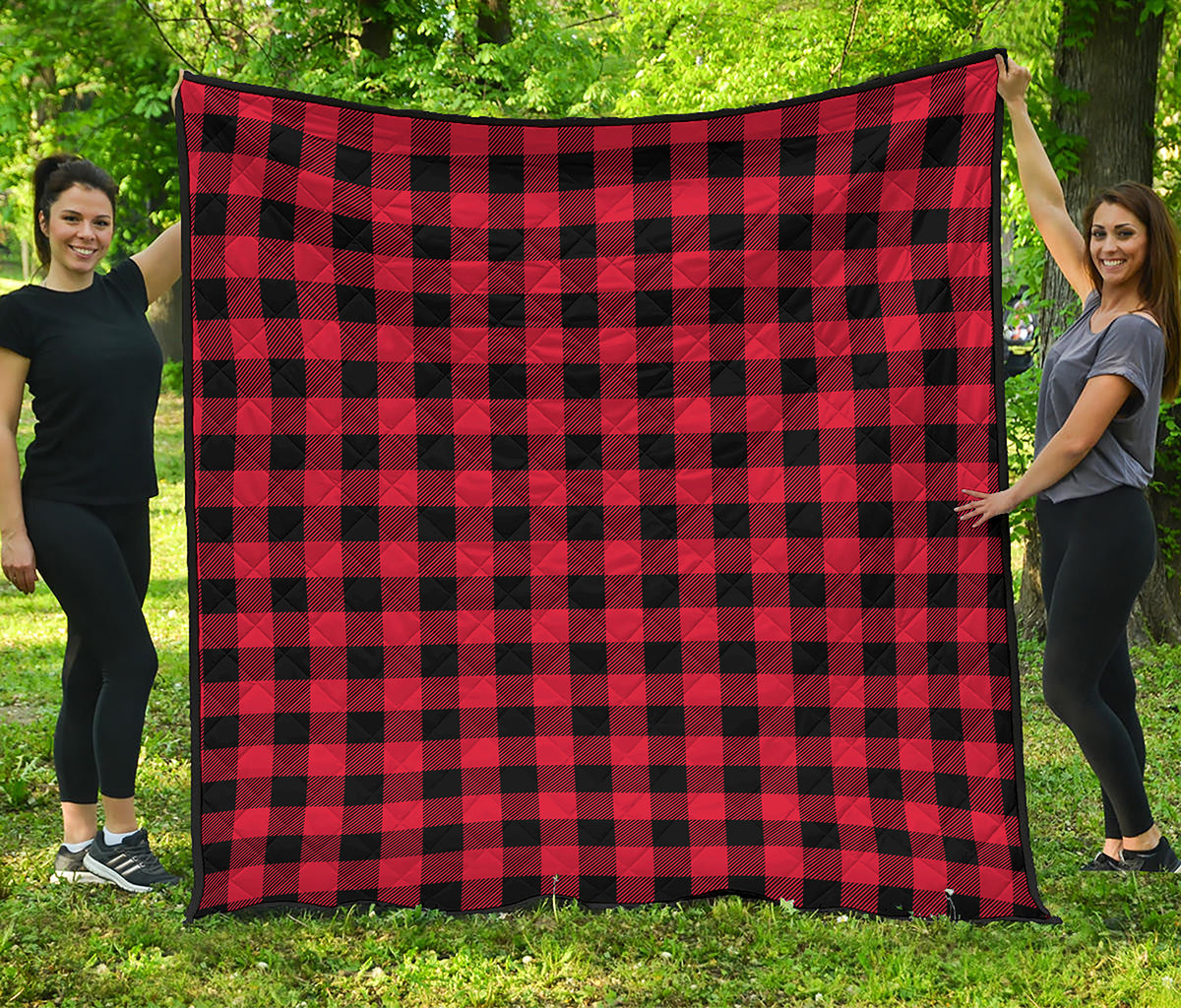 Red And Black Buffalo Check Print Quilt