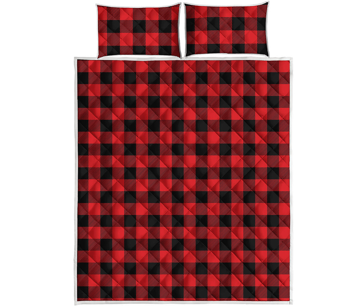 Red And Black Buffalo Check Print Quilt Bed Set