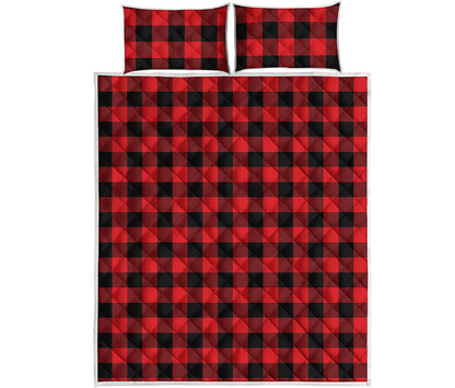 Red And Black Buffalo Check Print Quilt Bed Set