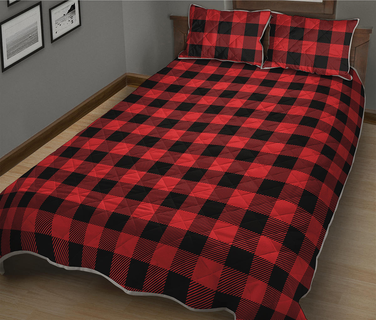 Red And Black Buffalo Check Print Quilt Bed Set
