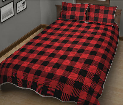 Red And Black Buffalo Check Print Quilt Bed Set