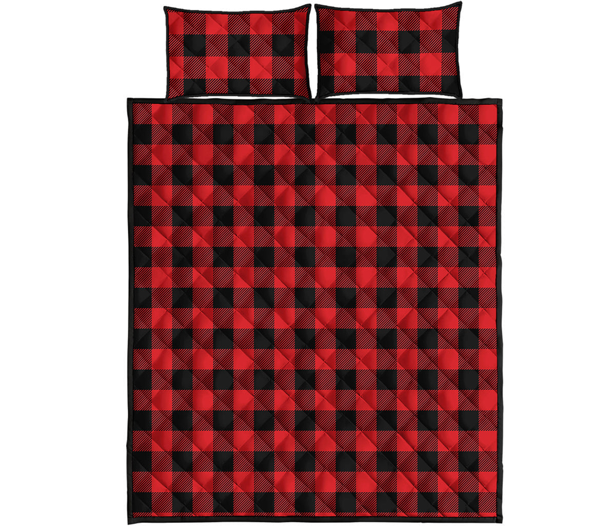 Red And Black Buffalo Check Print Quilt Bed Set