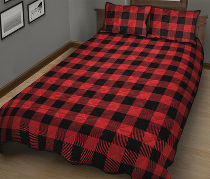 Red And Black Buffalo Check Print Quilt Bed Set