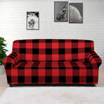 Red And Black Buffalo Check Print Sofa Cover
