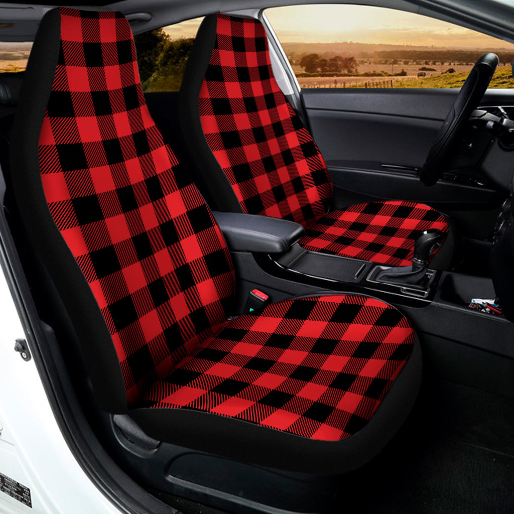 Red And Black Buffalo Check Print Universal Fit Car Seat Covers