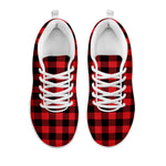 Red And Black Buffalo Check Print White Sneakers