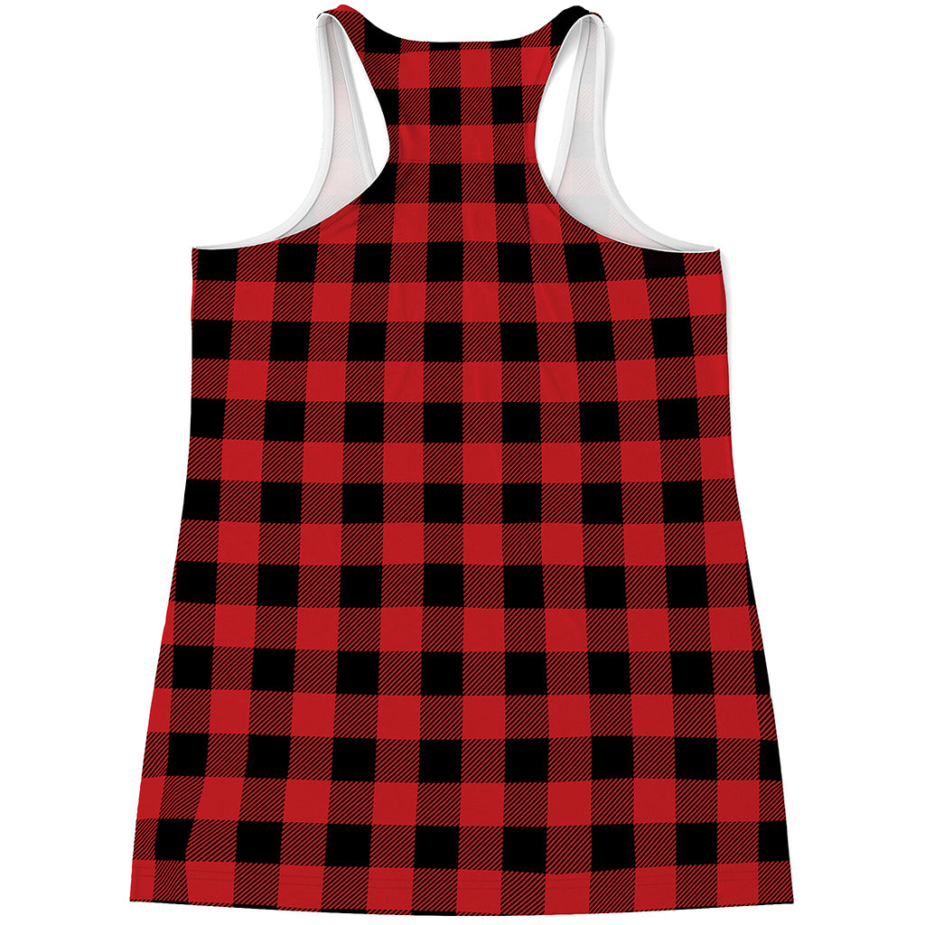 Red And Black Buffalo Check Print Women's Racerback Tank Top