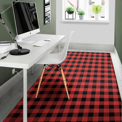 Red And Black Buffalo Plaid Print Area Rug