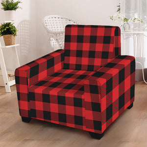 Red And Black Buffalo Plaid Print Armchair Slipcover