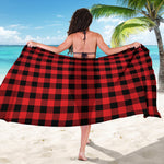 Red And Black Buffalo Plaid Print Beach Sarong Wrap