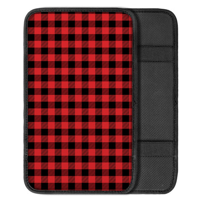 Red And Black Buffalo Plaid Print Car Center Console Cover