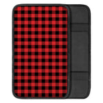 Red And Black Buffalo Plaid Print Car Center Console Cover