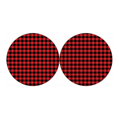 Red And Black Buffalo Plaid Print Car Coasters