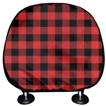 Red And Black Buffalo Plaid Print Car Headrest Covers