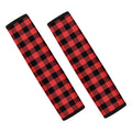 Red And Black Buffalo Plaid Print Car Seat Belt Covers