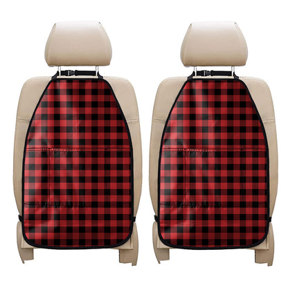 Red And Black Buffalo Plaid Print Car Seat Organizers