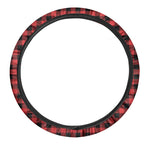 Red And Black Buffalo Plaid Print Car Steering Wheel Cover