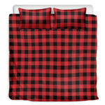 Red And Black Buffalo Plaid Print Duvet Cover Bedding Set