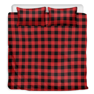 Red And Black Buffalo Plaid Print Duvet Cover Bedding Set