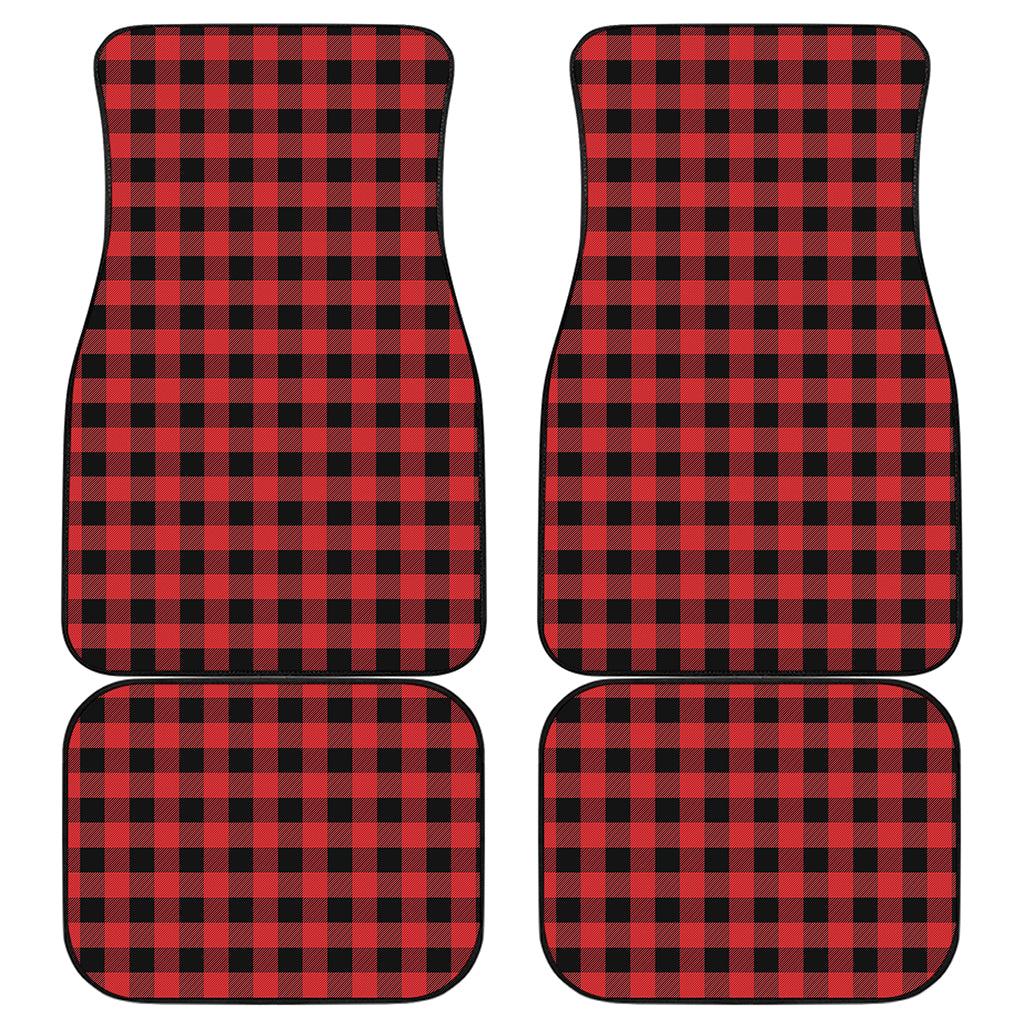 Red And Black Buffalo Plaid Print Front and Back Car Floor Mats