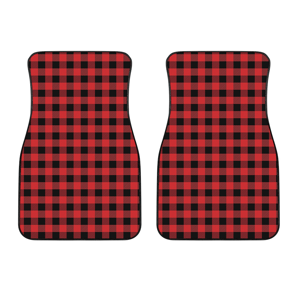 Red And Black Buffalo Plaid Print Front Car Floor Mats