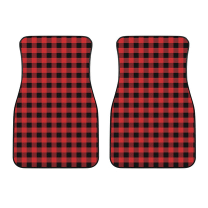 Red And Black Buffalo Plaid Print Front Car Floor Mats