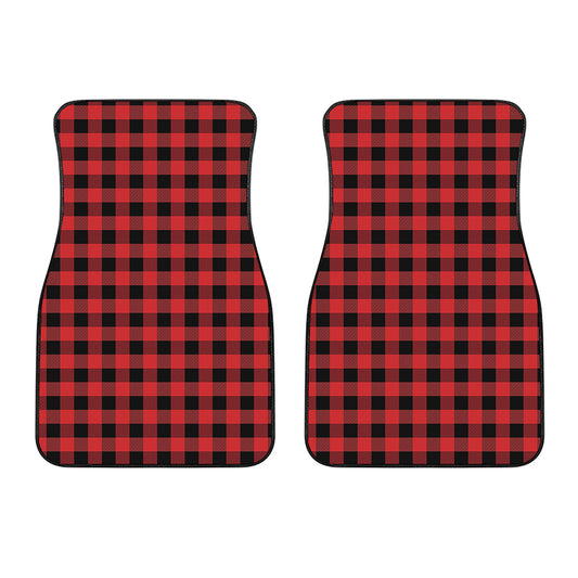 Red And Black Buffalo Plaid Print Front Car Floor Mats