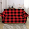 Red And Black Buffalo Plaid Print Loveseat Slipcover