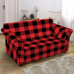 Red And Black Buffalo Plaid Print Loveseat Slipcover