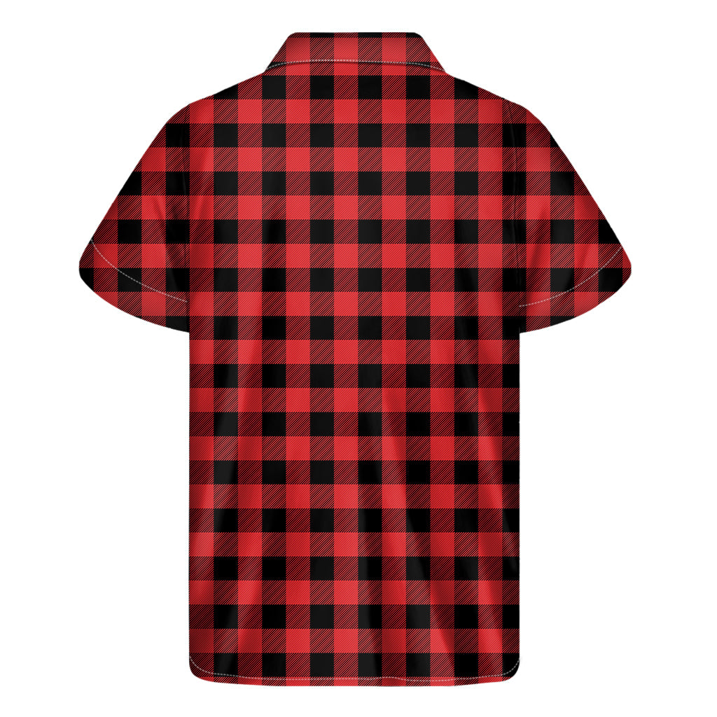 Red And Black Buffalo Plaid Print Men's Short Sleeve Shirt